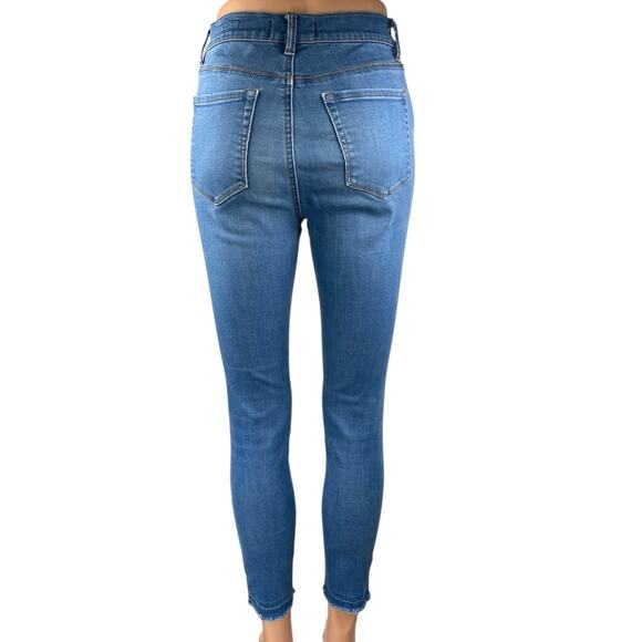 Pacsun Blue Skinny Leg Super High rise Raw Hem Ankle Denim Jeans Pants Size 25 - Picture 3 of 6